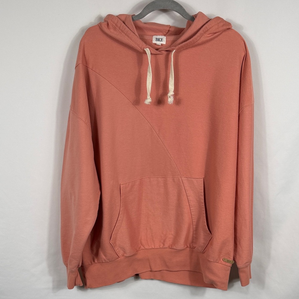 BKE Pieced Tonal Hooded Oversized Sweatshirt Dusty Coral. Womens size XL Pocket